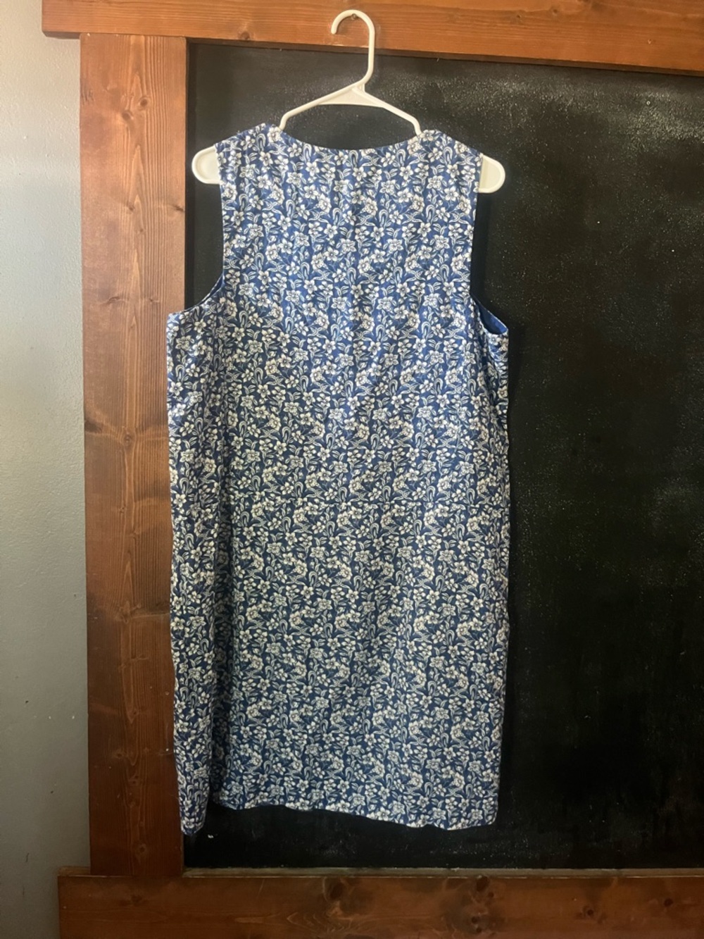 J.McLaughlin Size L Blue Multi Floral Rue 100% Linen Sheath Dress euc - Picture 5 of 6
